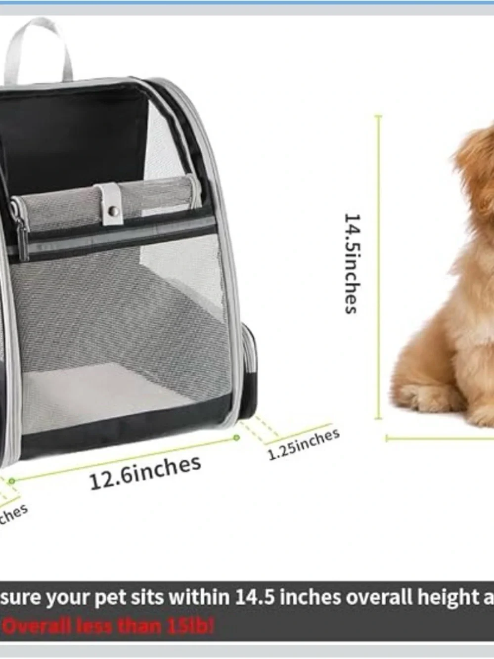 Texsens Innovative Traveler Bubble Backpack Pet Carriers for Cats and Dogs (Blac